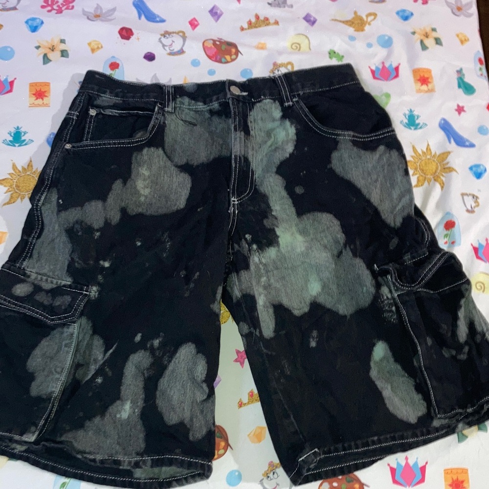 Zara Black and Gray bleached jean Shorts